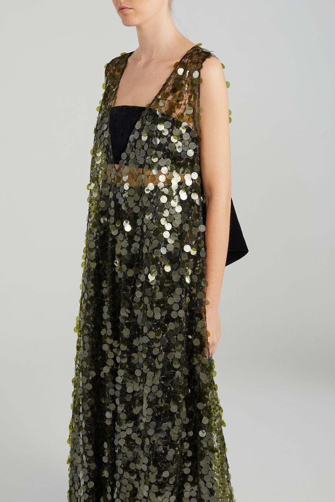 Velvet Bow Ensemble with Sequinned Vest