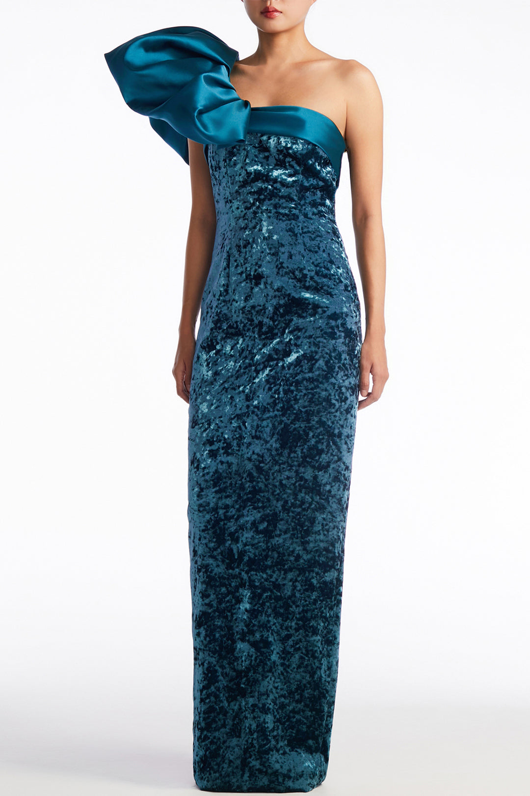 Crystal Buckle with Strapless Draped High-Low and Mini Dress
