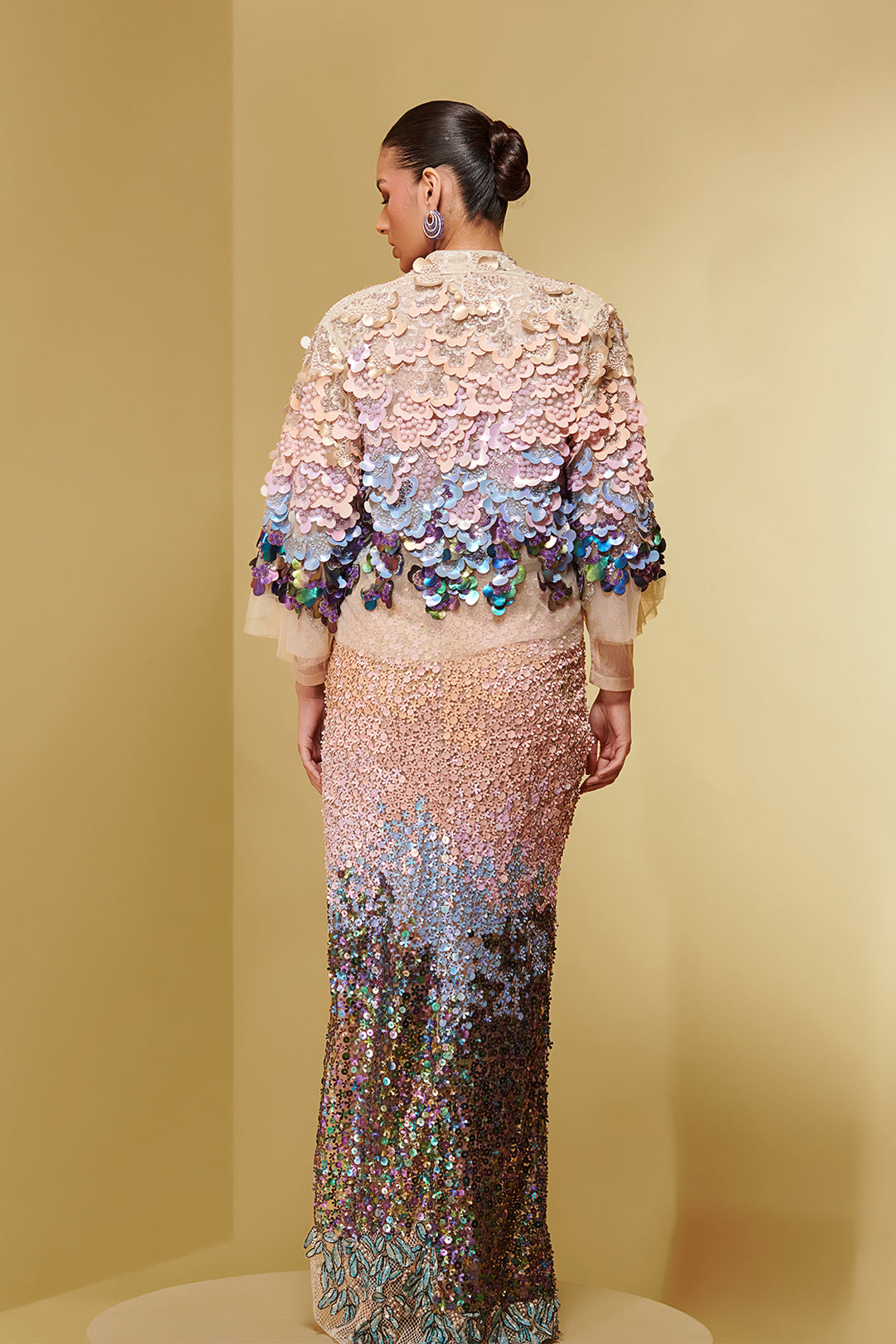 Embroidered Mesh and Jersey Set