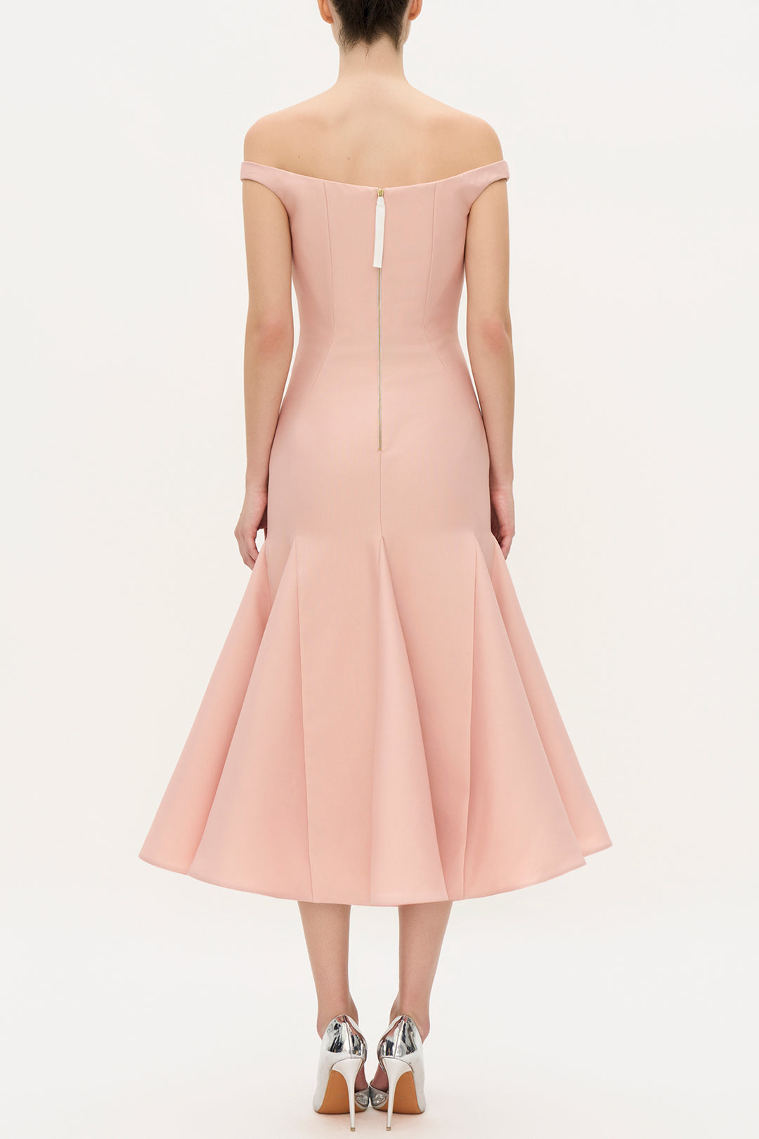pink mermaid midi dress Fleurisse Padded Lace Mermaid Midi Dress in Orchid Pink