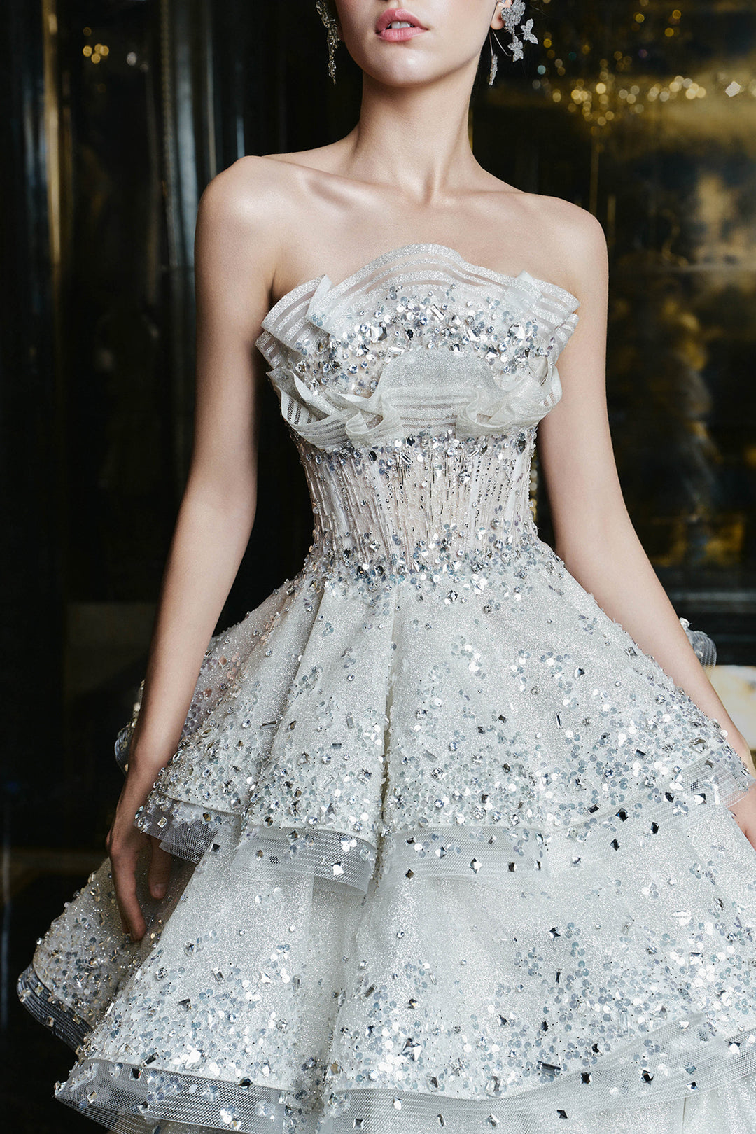 A-Line Long Dress with Beaded Strapless Bodice