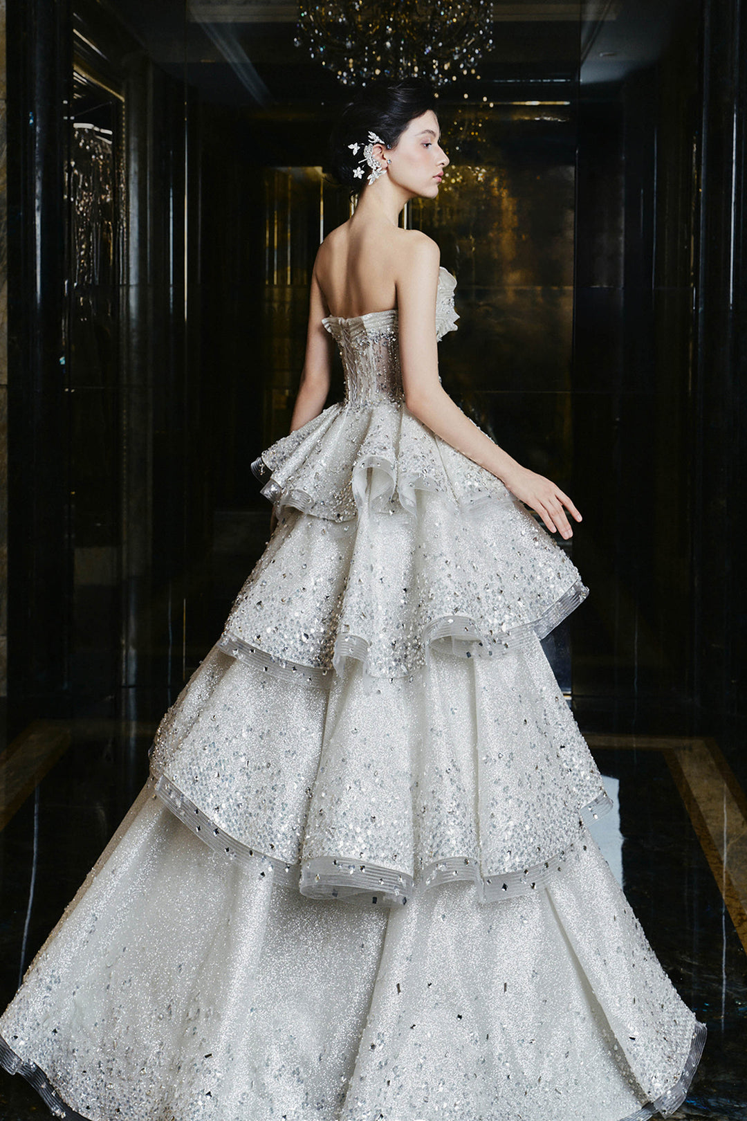 A-Line Long Dress with Beaded Strapless Bodice