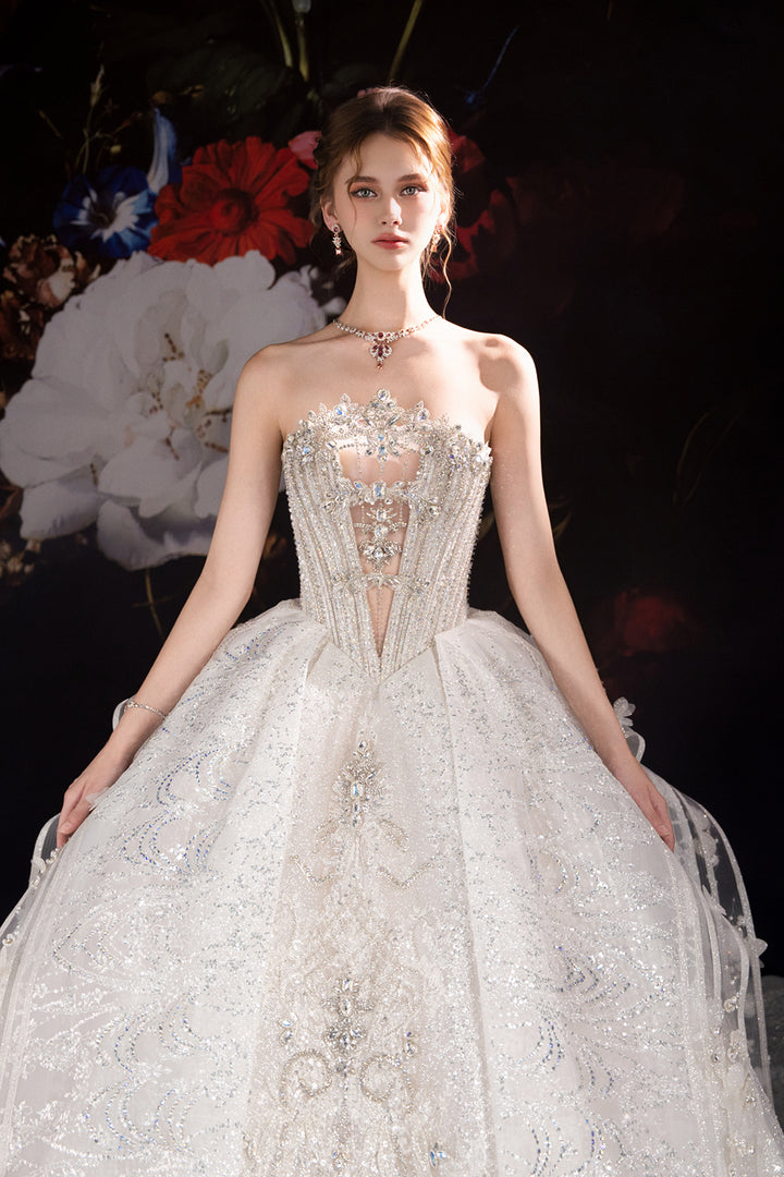 A-Line Dress with Embroidered Florals