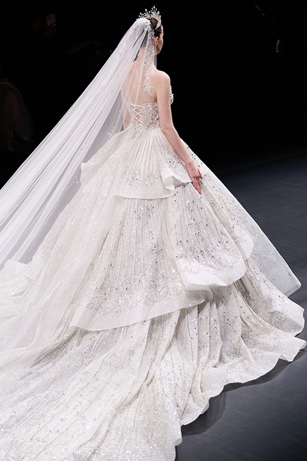 Strapless Beaded Tulle A-line Dress