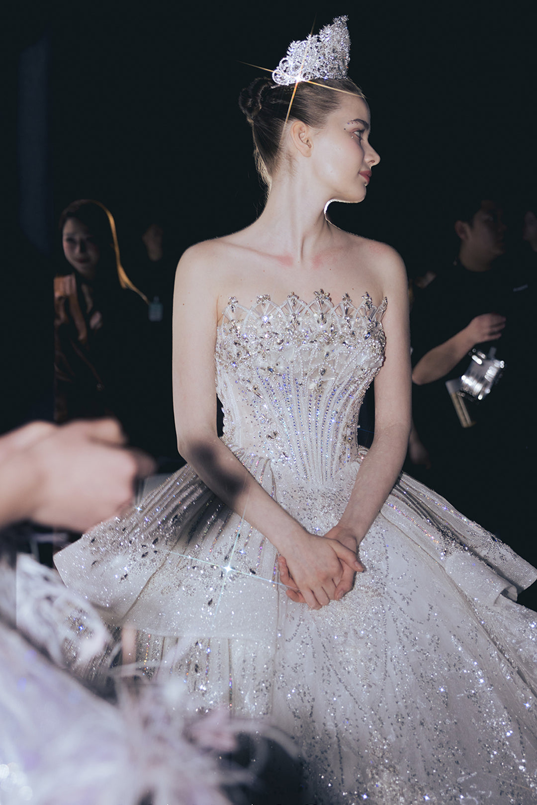 Strapless Beaded Tulle A-line Dress
