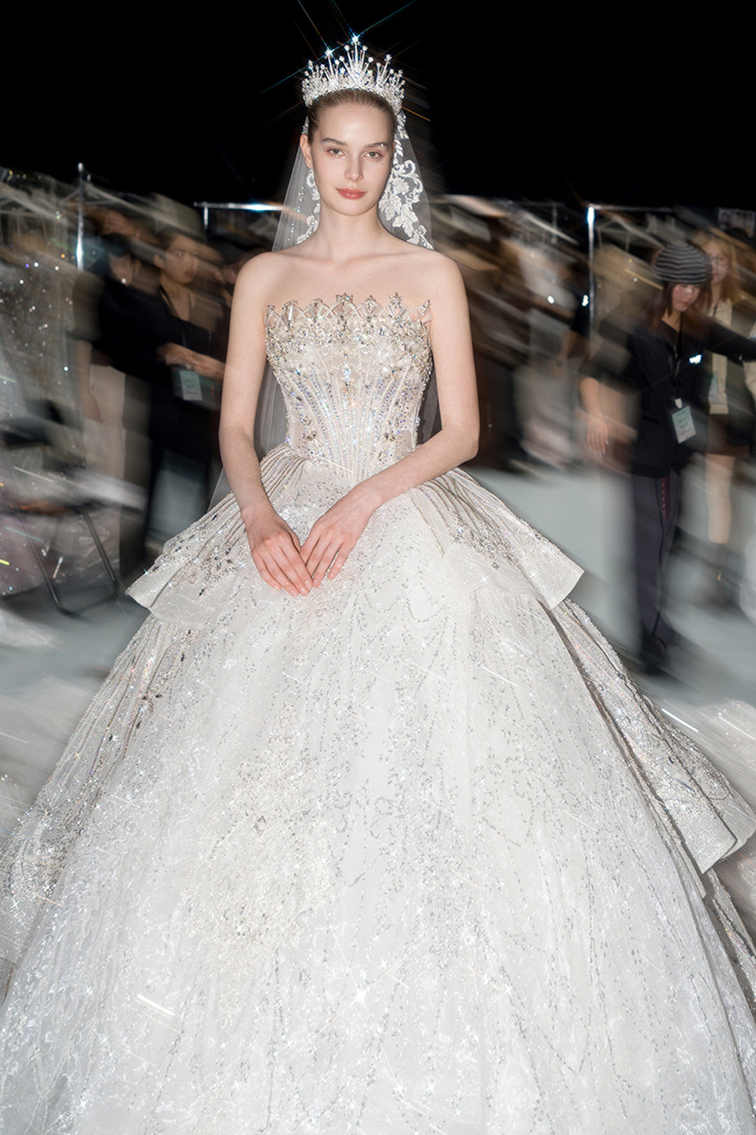 Strapless Beaded Tulle A-line Dress