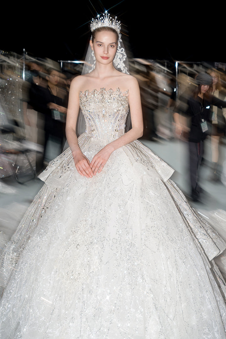 Strapless Beaded Tulle A-line Dress