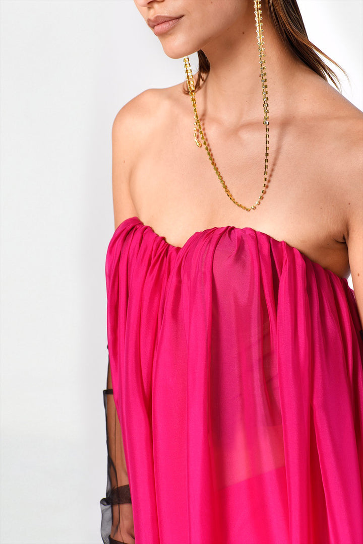 Long Flowing Dress with Strapless Neckline