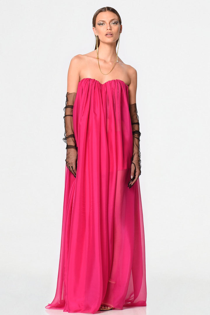 Long Flowing Dress with Strapless Neckline