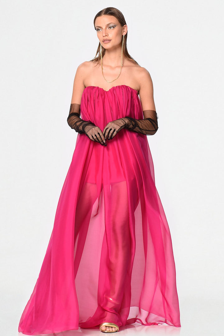 Long Flowing Dress with Strapless Neckline