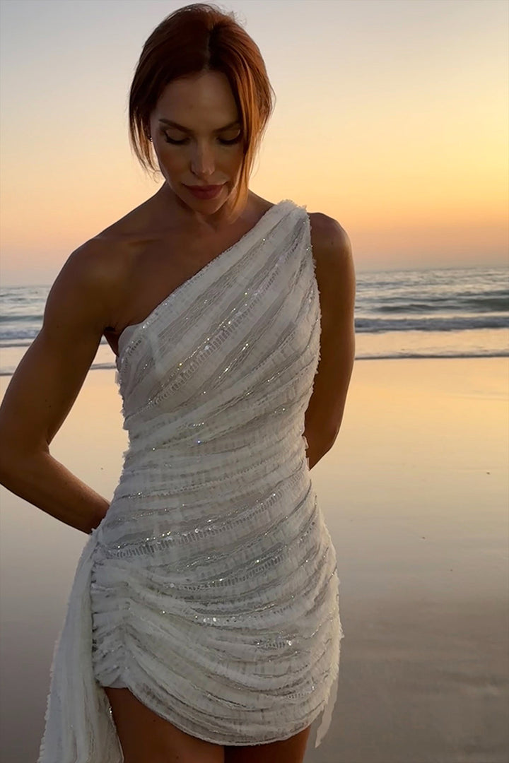 Mini Dress with One-Shoulder Neckline
