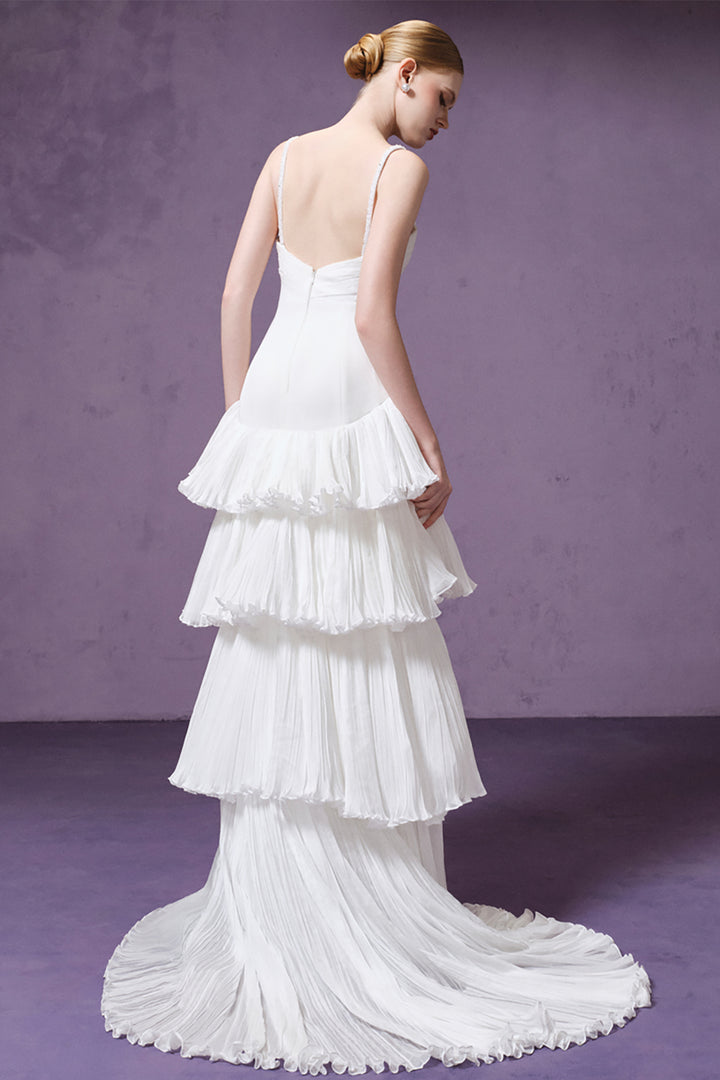 Crystal Strap Tiered Overskirt Dress