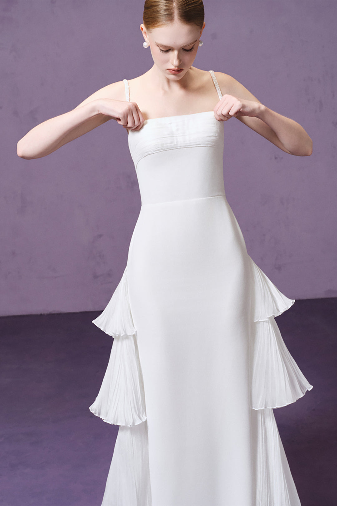 Crystal Strap Tiered Overskirt Dress