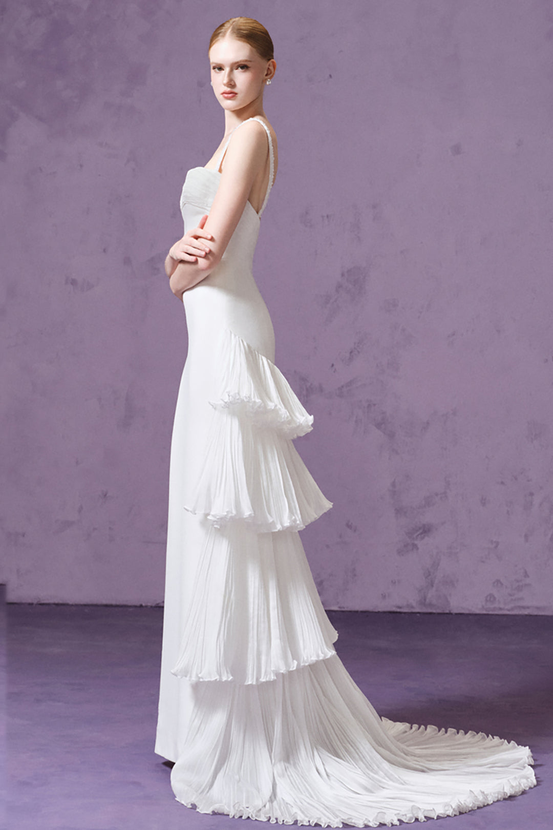 Crystal Strap Tiered Overskirt Dress