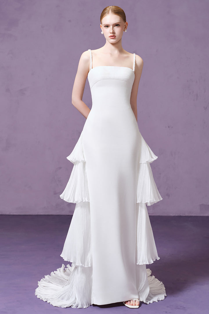 Crystal Strap Tiered Overskirt Dress