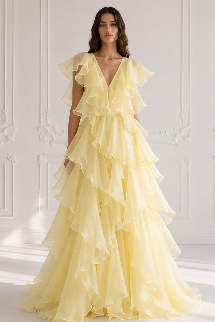 Organza Ruffle Long Dress
