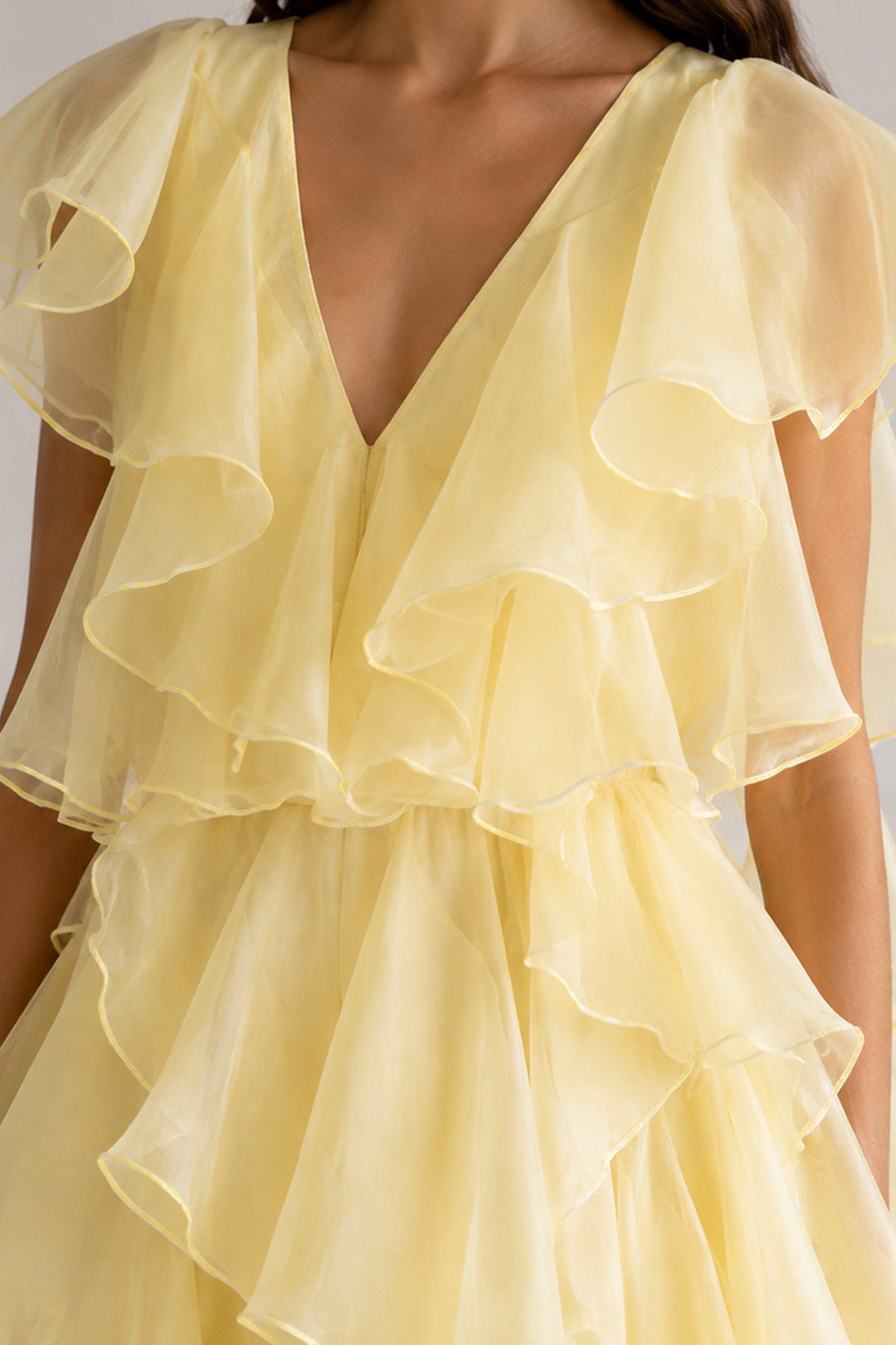 Organza Ruffle Long Dress