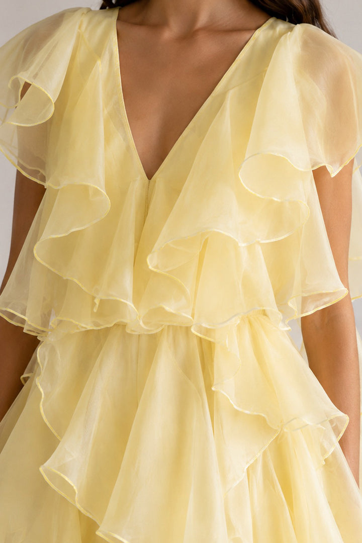 Organza Ruffle Long Dress