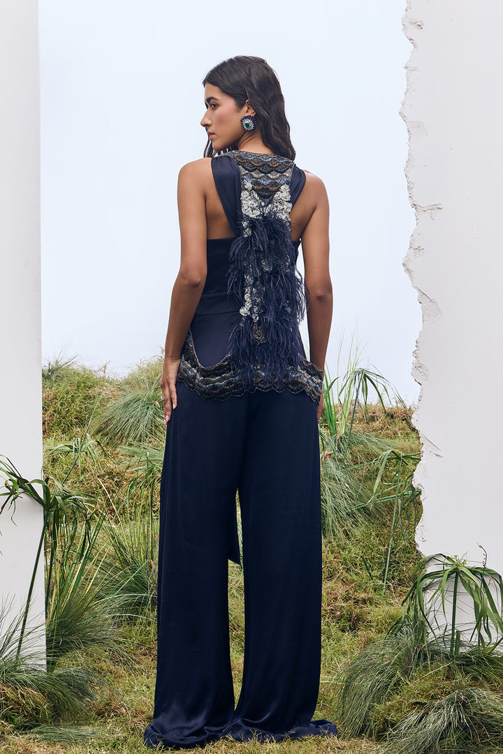 Embroidered Necktline Jumpsuit