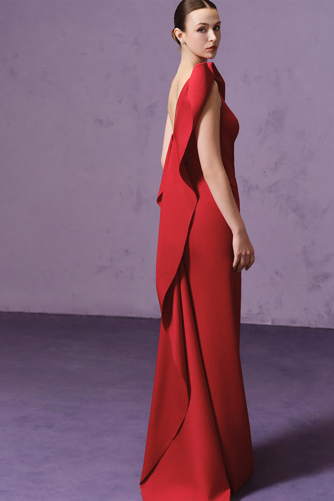 One-Shoulder with Hand-Draped and Crepe Dress