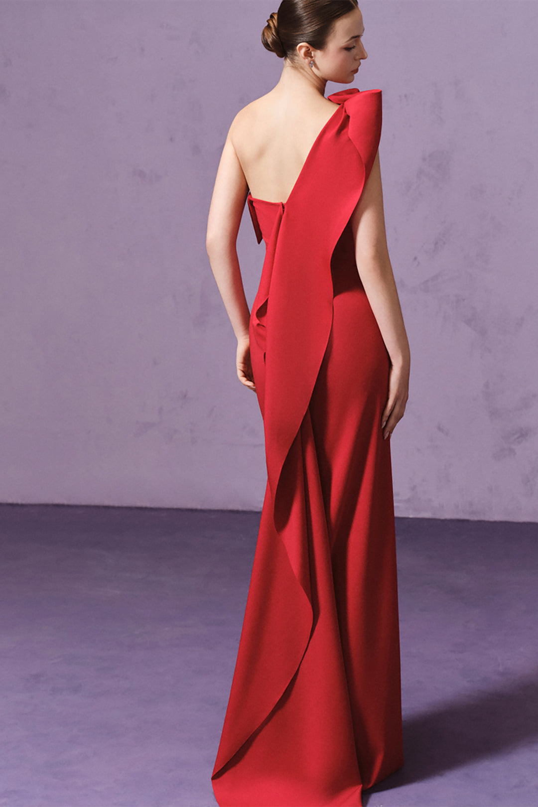 One-Shoulder with Hand-Draped and Crepe Dress