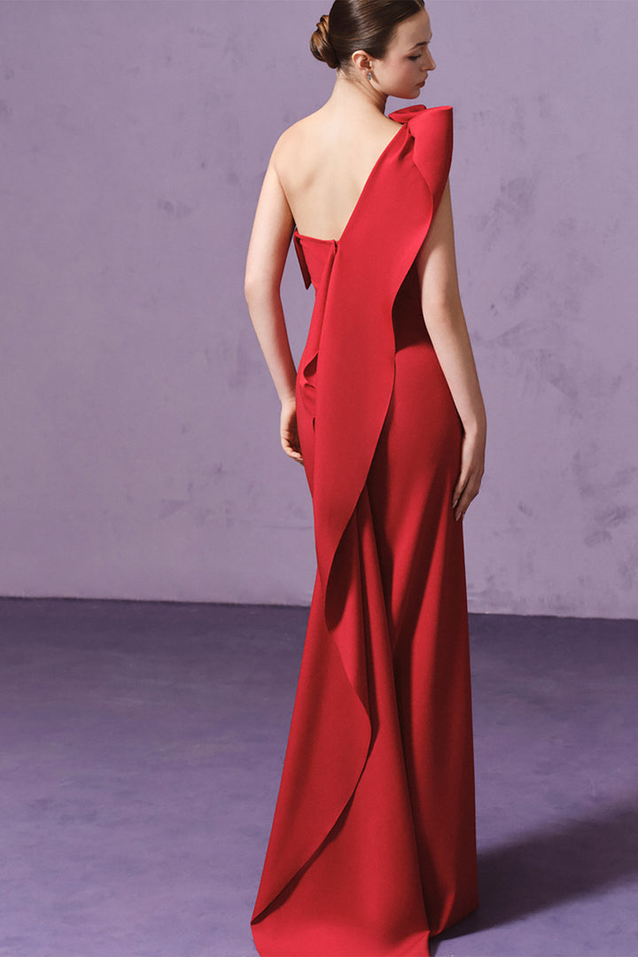 One-Shoulder with Hand-Draped and Crepe Dress