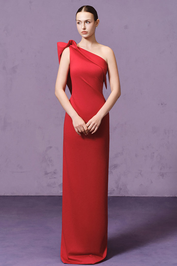 One-Shoulder with Hand-Draped and Crepe Dress