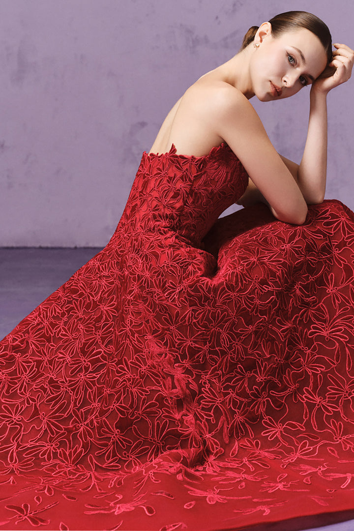 Embroidered Dragonfly with Velvet and Tulle Dress