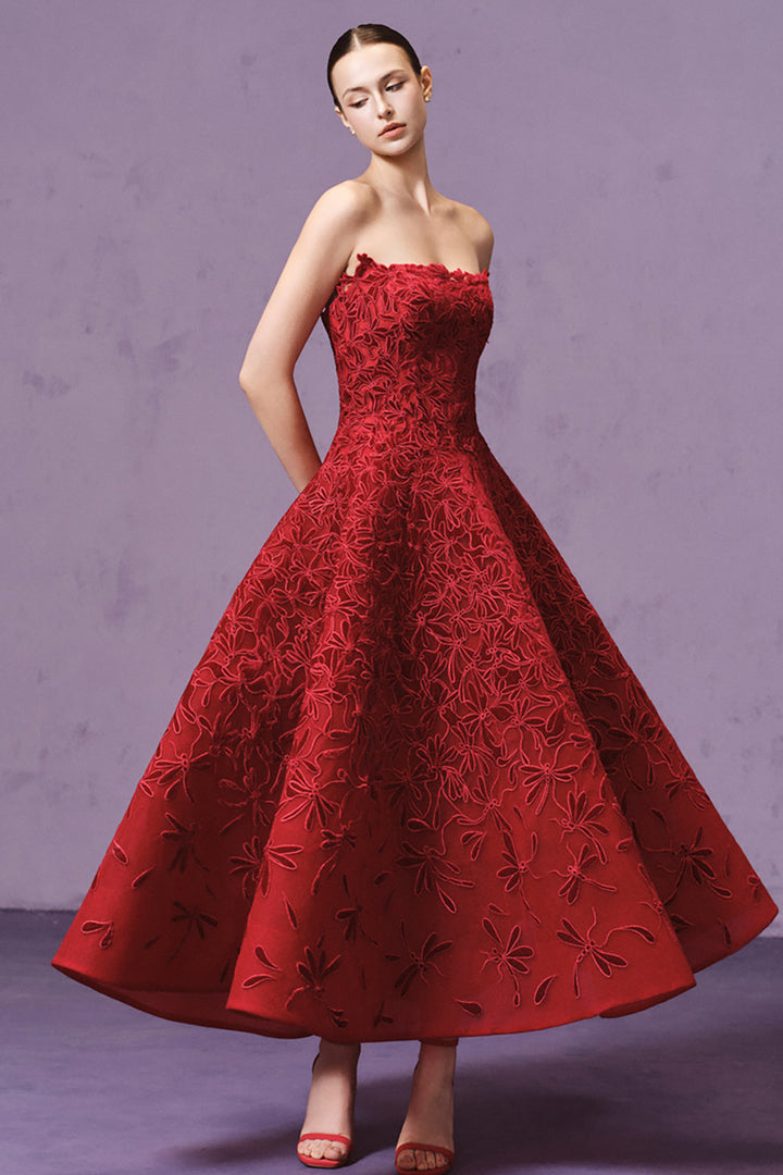 Embroidered Dragonfly with Velvet and Tulle Dress