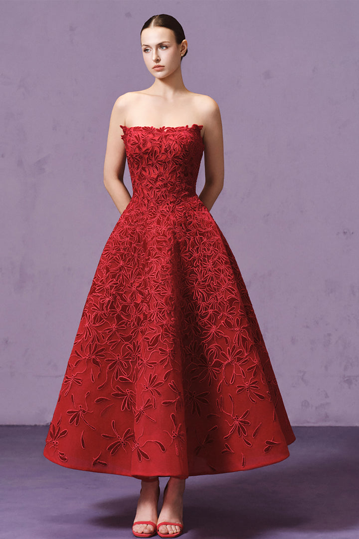 Embroidered Dragonfly with Velvet and Tulle Dress