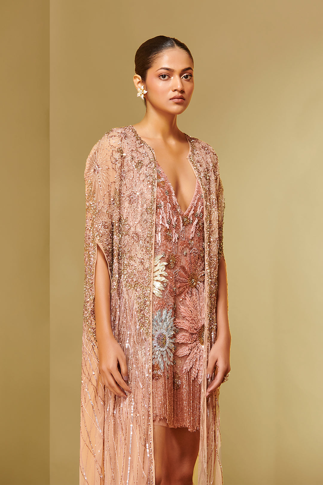 Mesh and Crepe Mini Dress