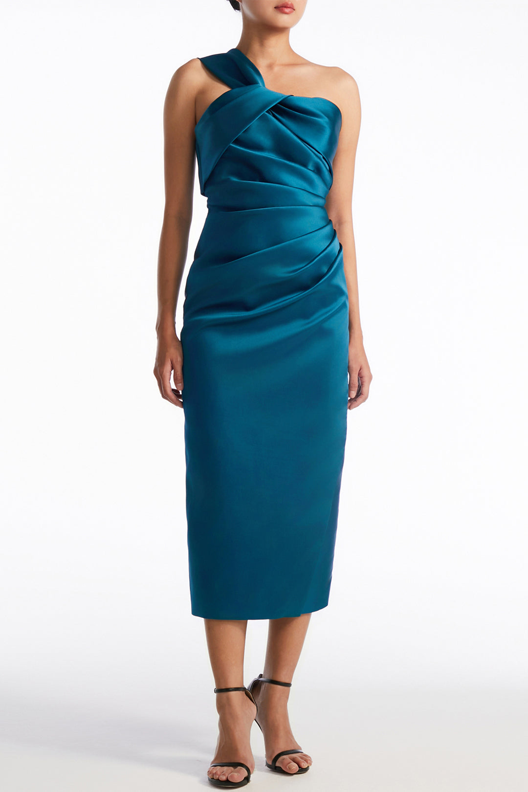 High-Collar with Brooch Embellished Belted and Coat Dress