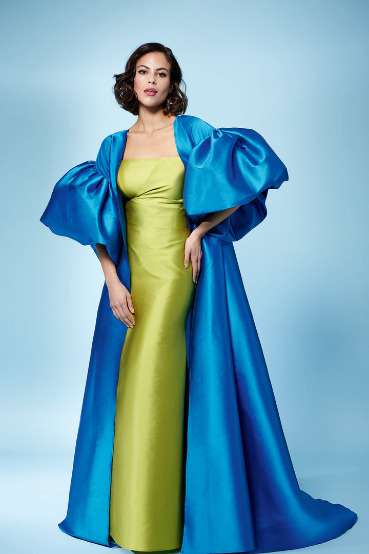 Taffeta Dress with Puff Sleeve Coat