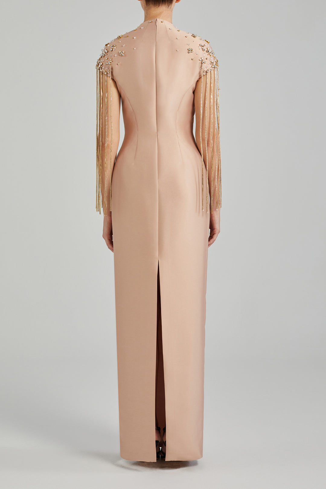 Cape-Sleeve Beaded Dress