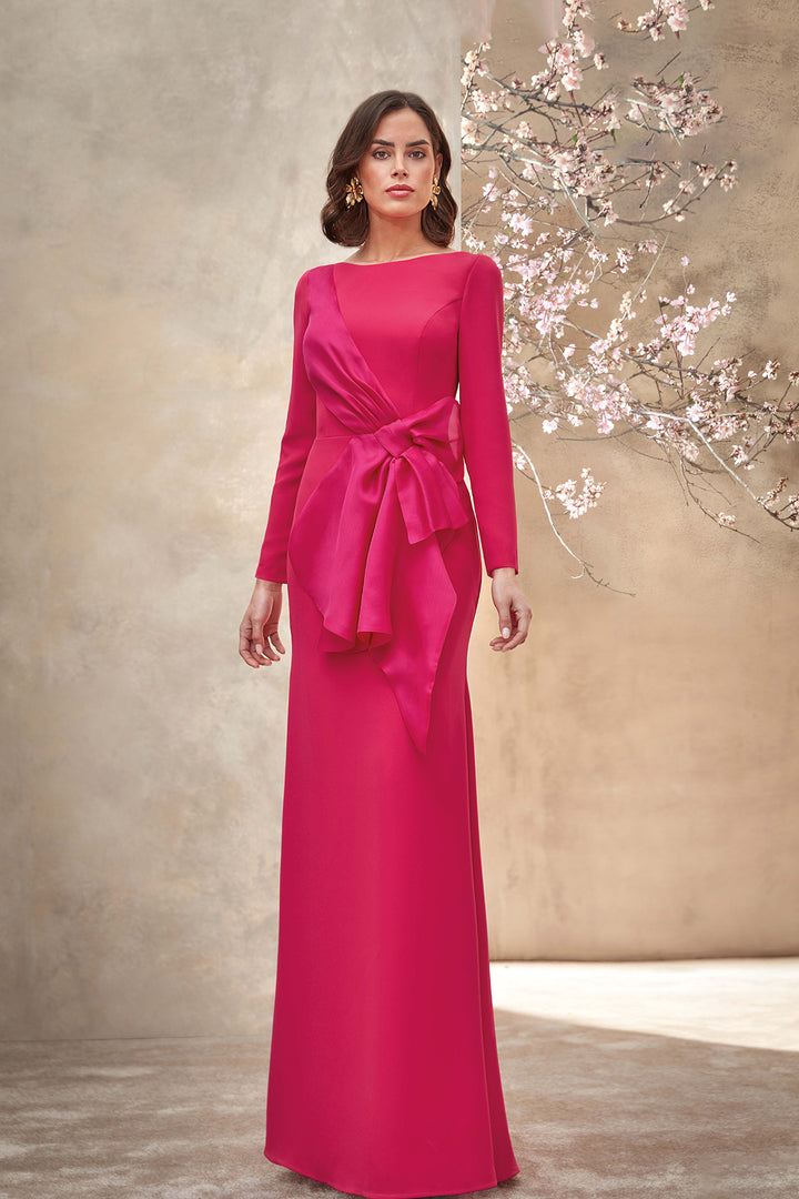 Merch Dress Crepe and Organza Bowed Waist