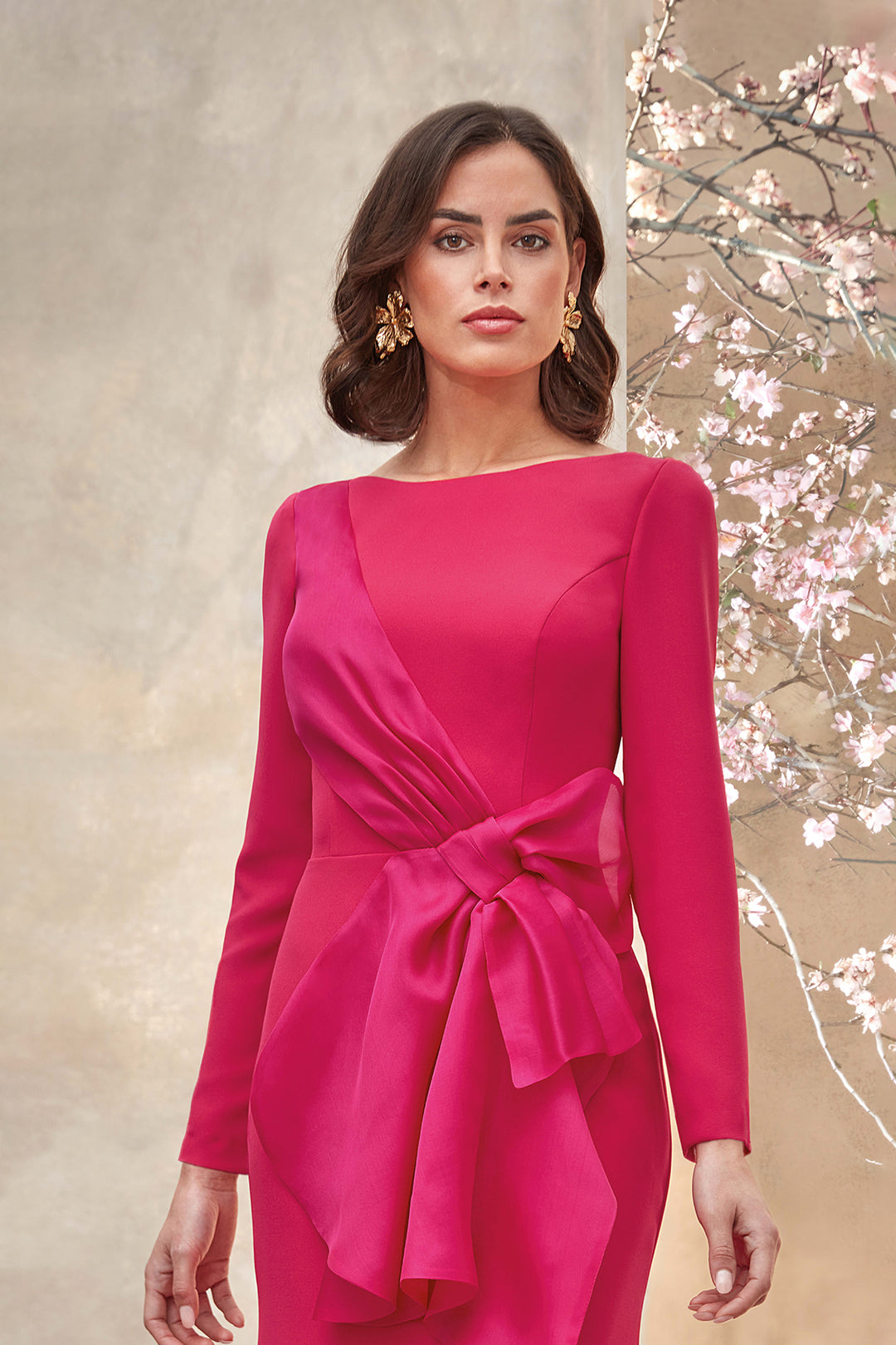 Merch Dress Crepe and Organza Bowed Waist