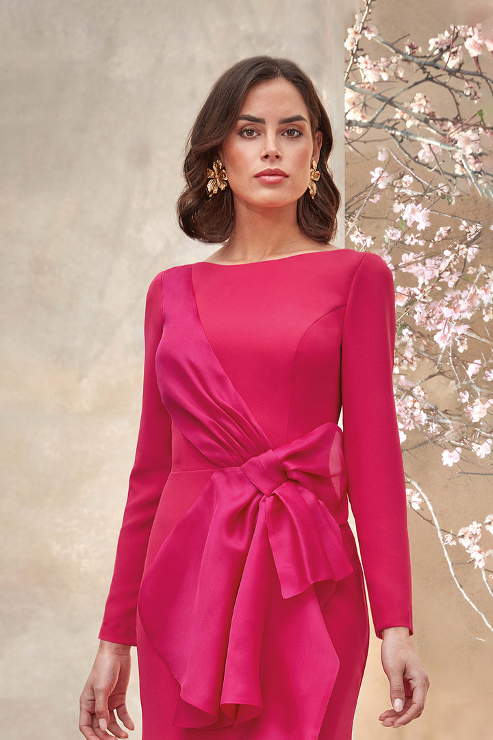 Merch Dress Crepe and Organza Bowed Waist