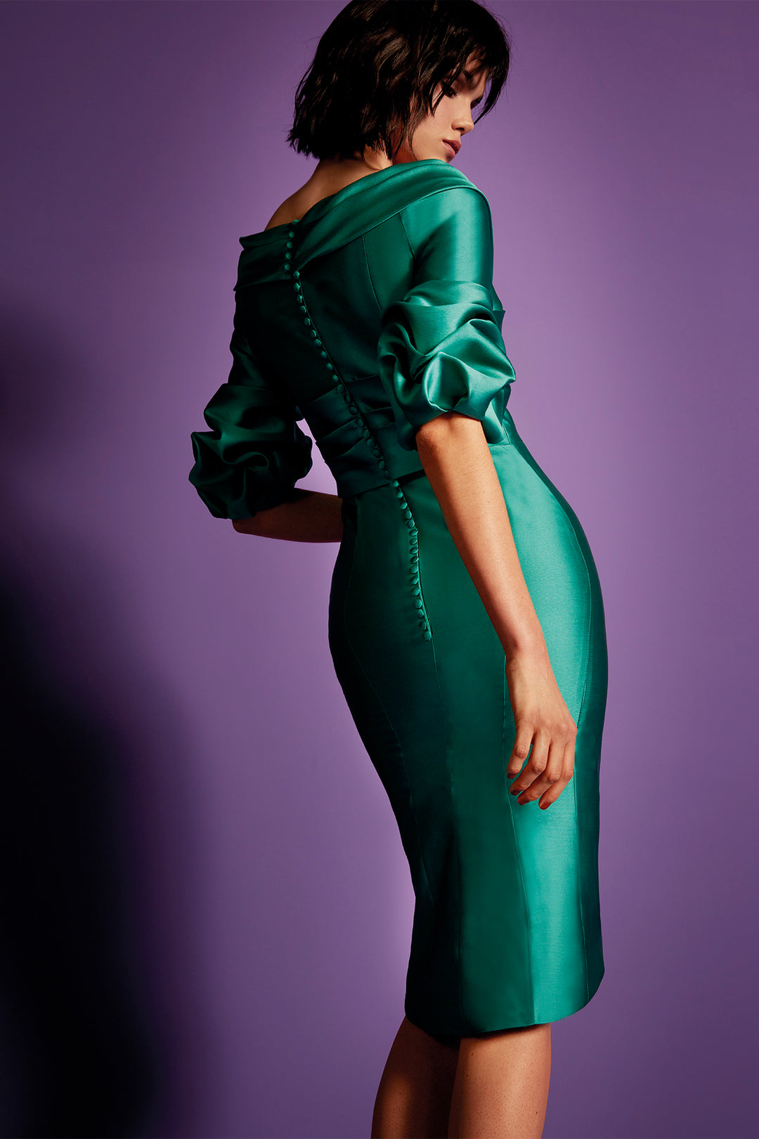 Green Off-Shoulder Evening Dress