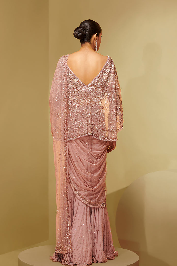 Mesh and Georgette Two-Pieces with Embroidery