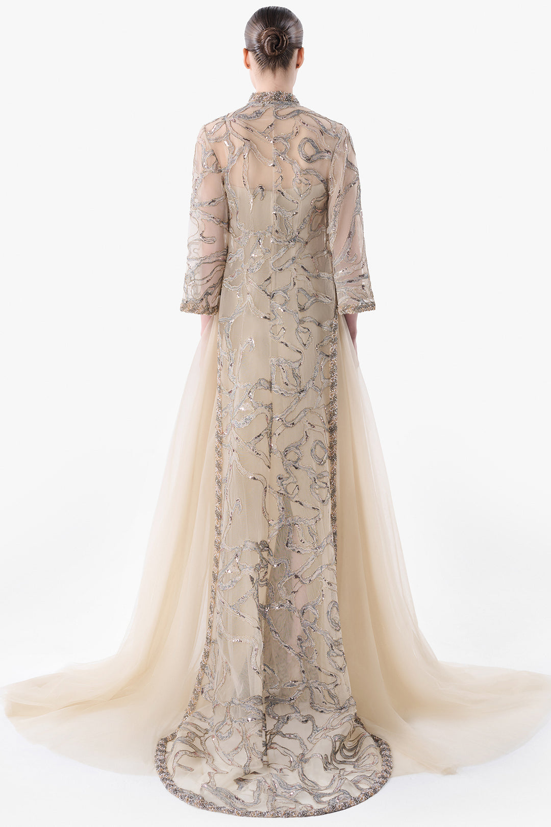 Embroidered Tulle Bolero with Column Dress