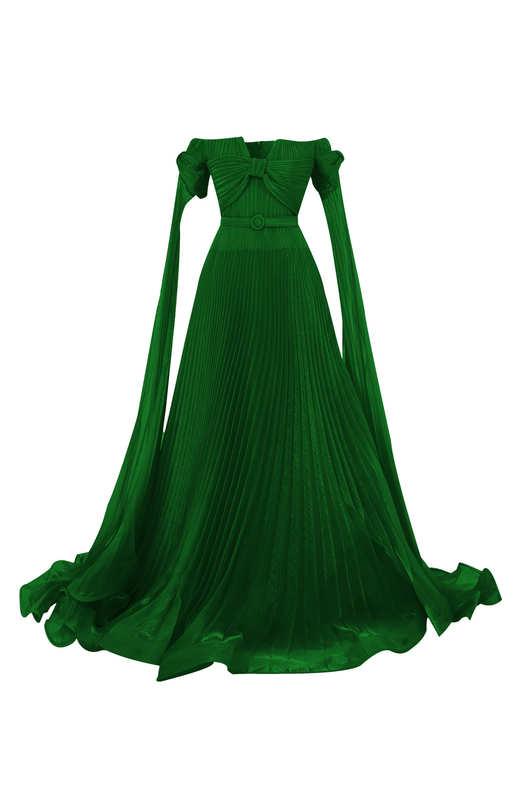 Off-The-Shoulder Organza Plissé Dress