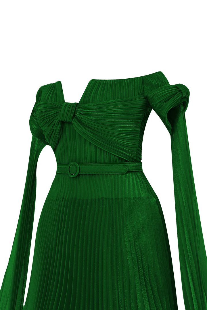 Off-The-Shoulder Organza Plissé Dress