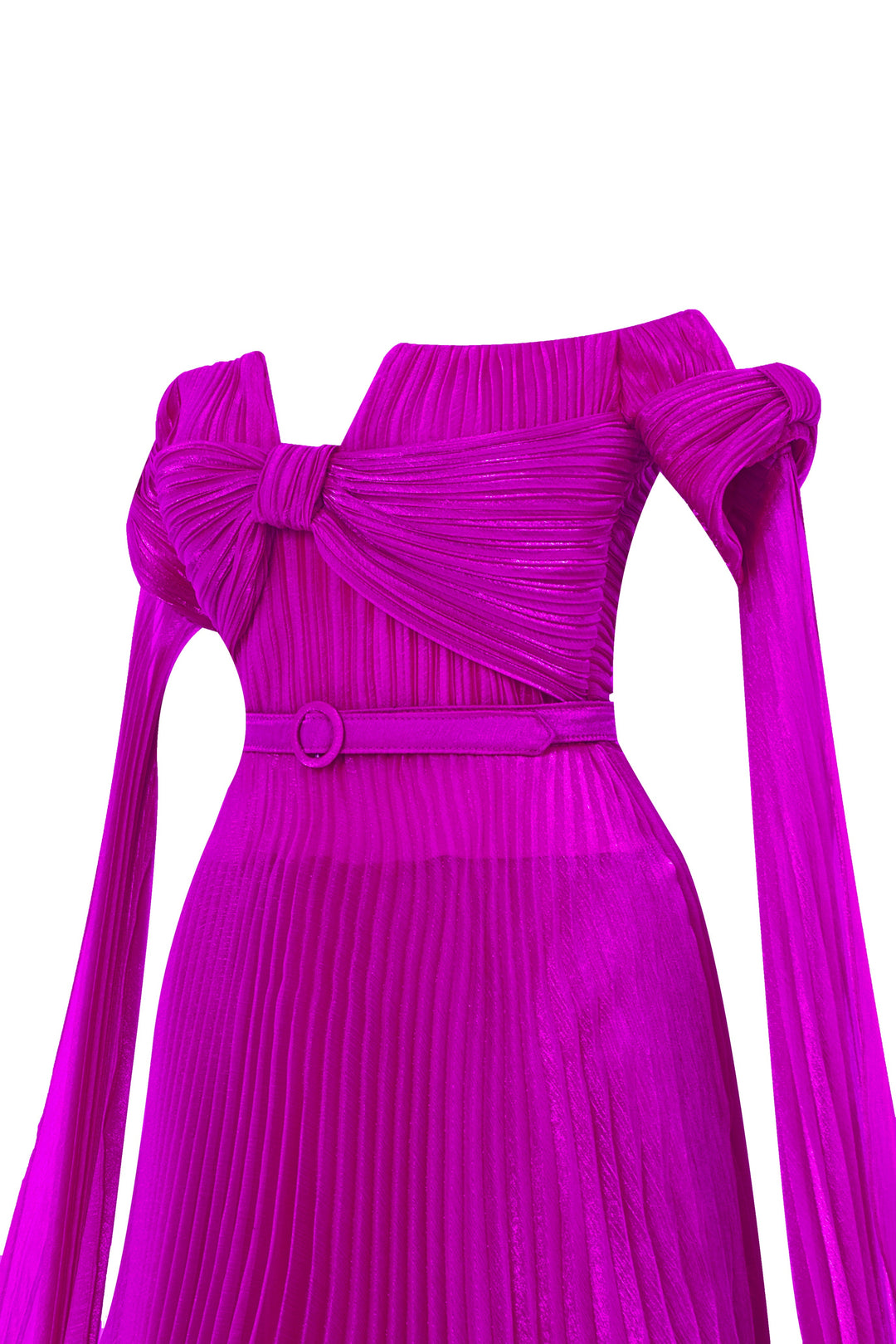 Off-The-Shoulder Organza Plissé Dress