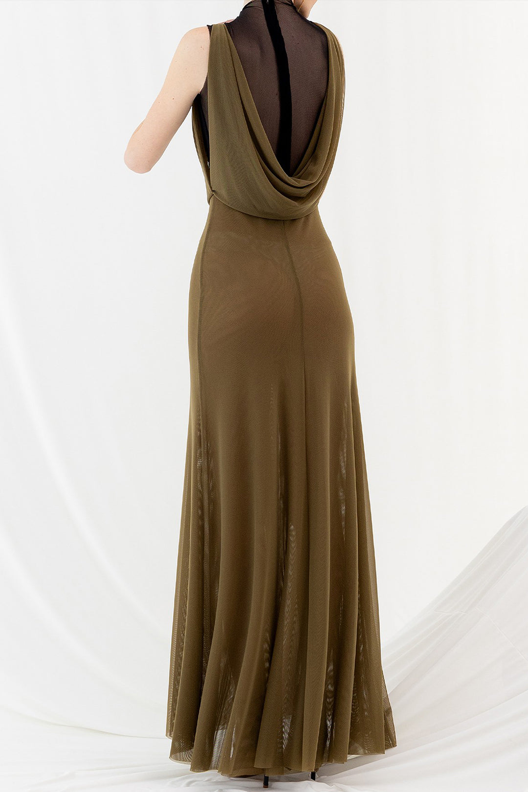 Long A-line Dress with High Neck