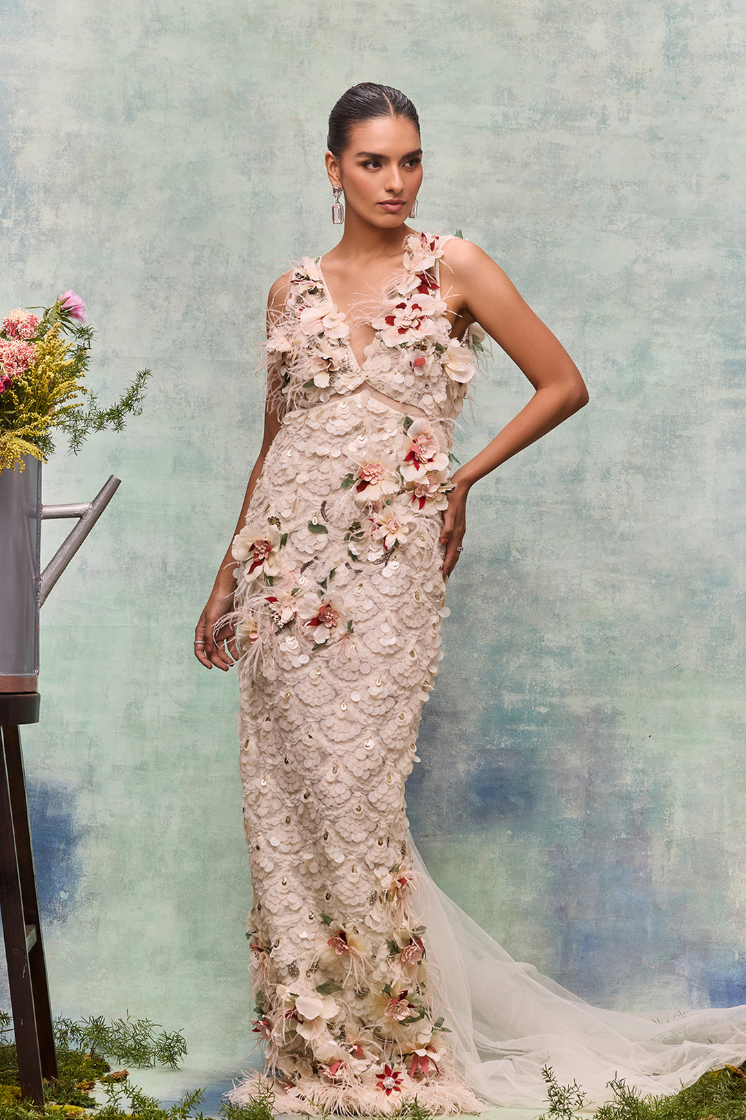 Silk Ensemble Jacket And Flared Pants