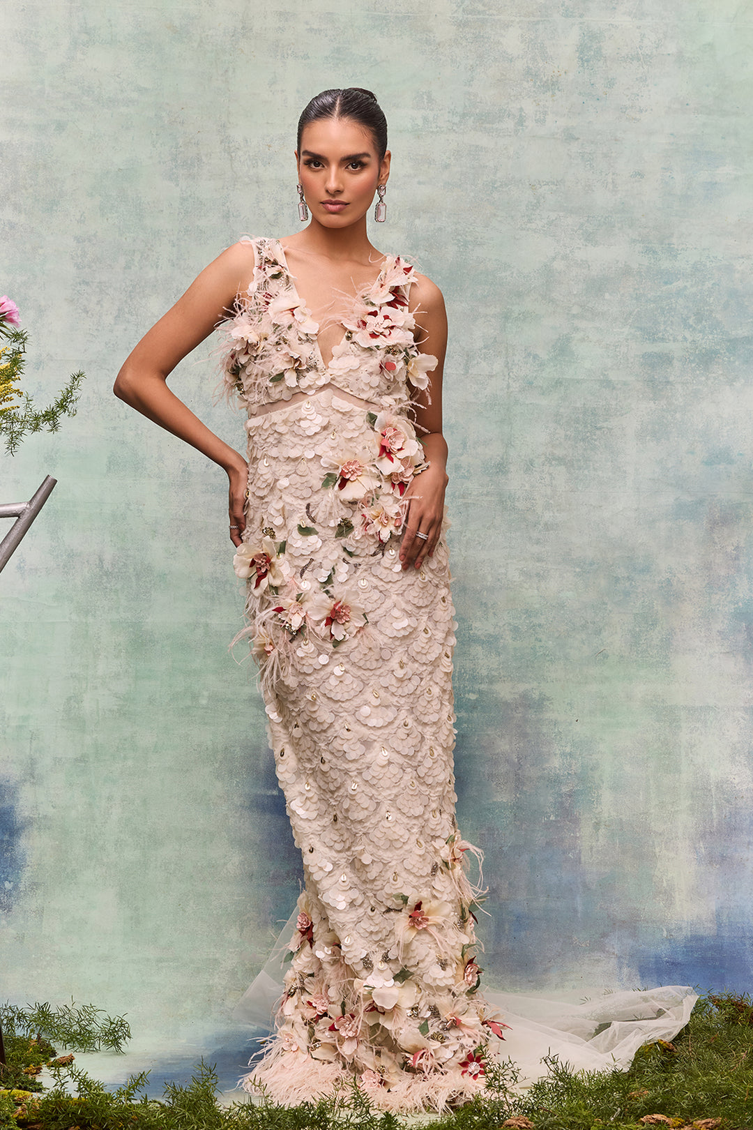 Silk Ensemble Jacket And Flared Pants