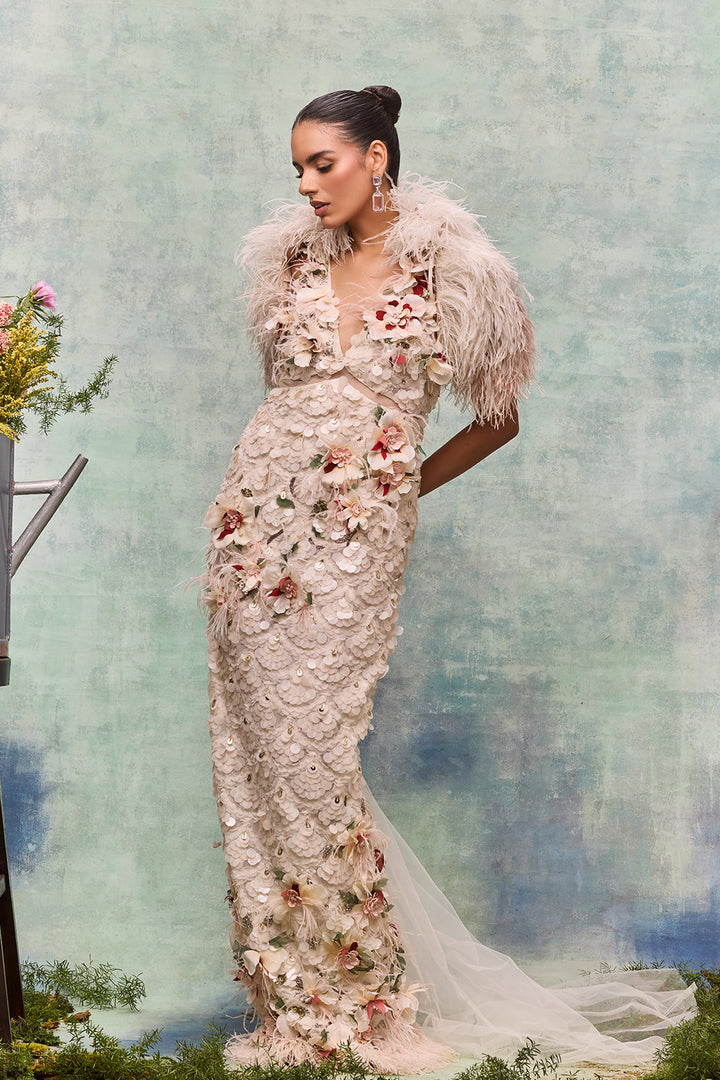 Silk Ensemble Jacket And Flared Pants