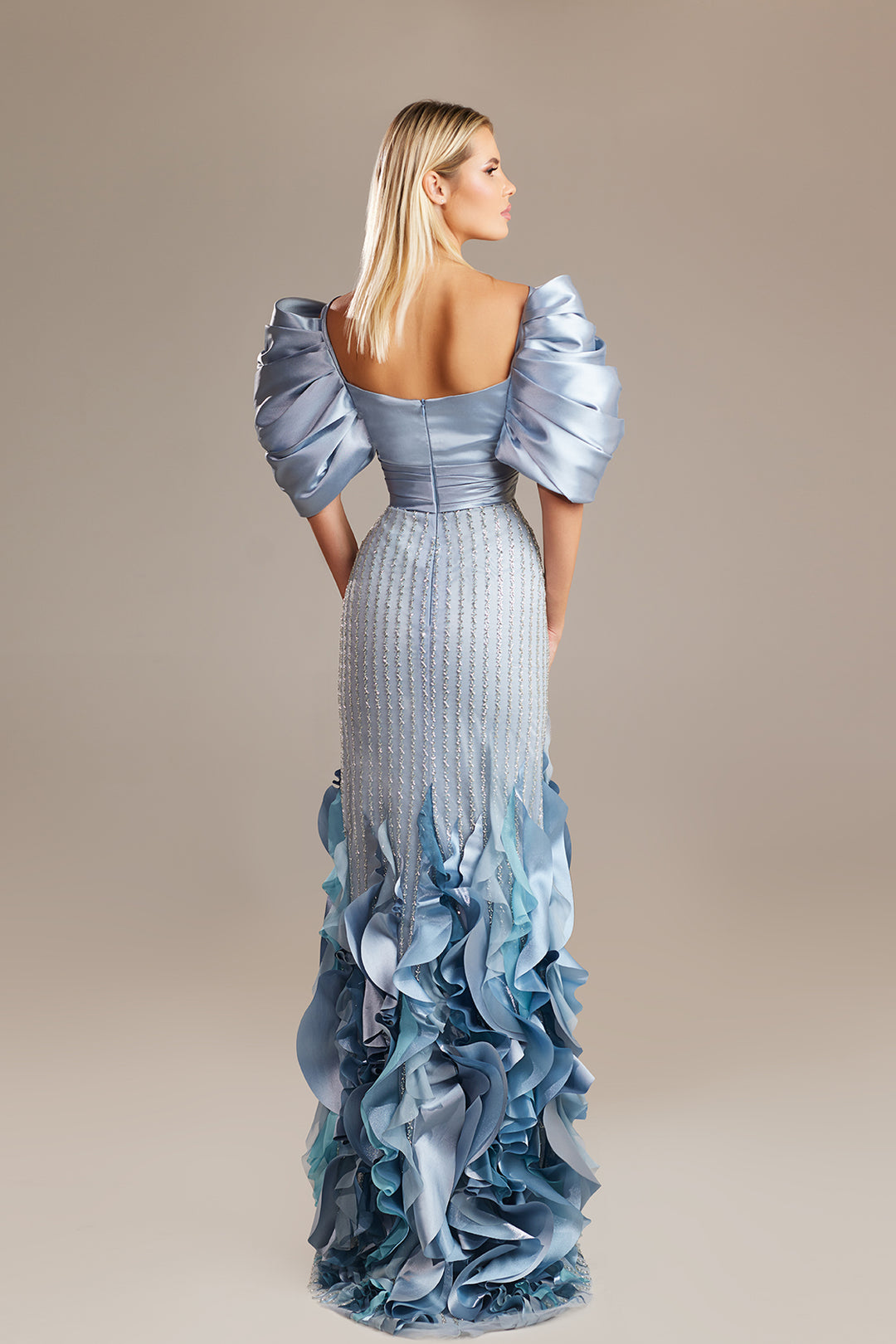 Off-The-Shoulder Wrapped Column Dress