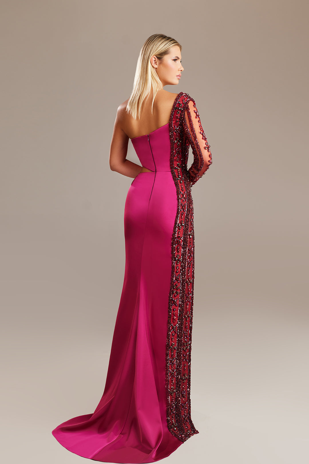 Angular One-Shoulder Column Dress