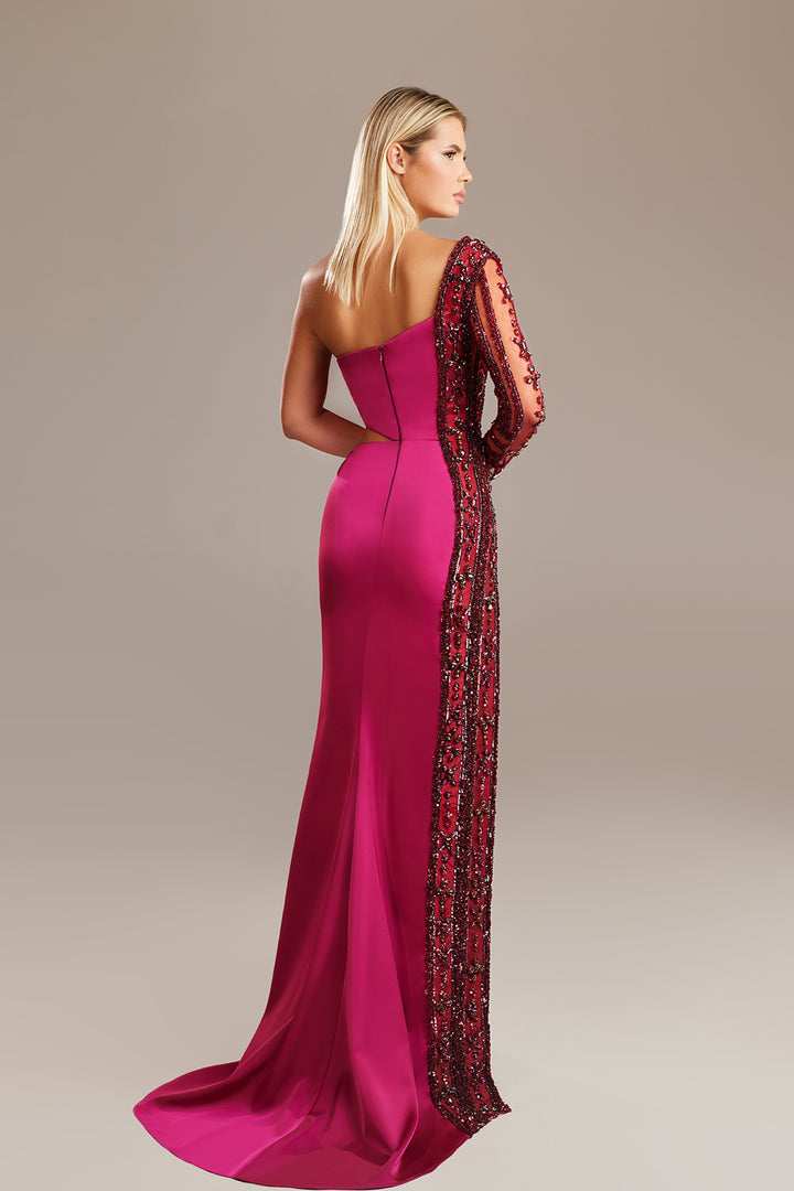 Angular One-Shoulder Column Dress